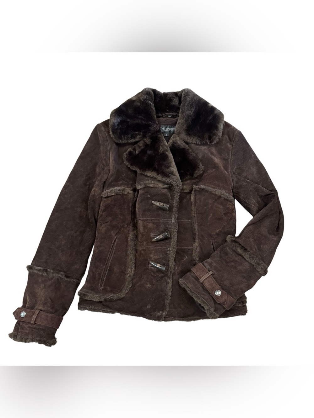 Steve Madden Suede and Faux Shearling Lined Jacket